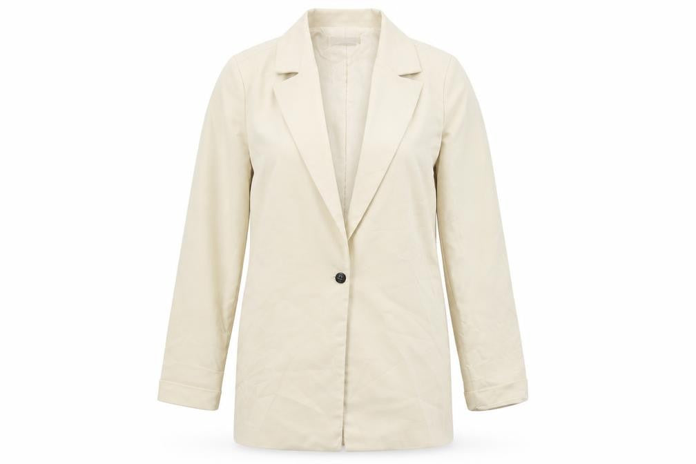 Front view of PRETTYLITTLETHING Women's Beige Blazer, size 6