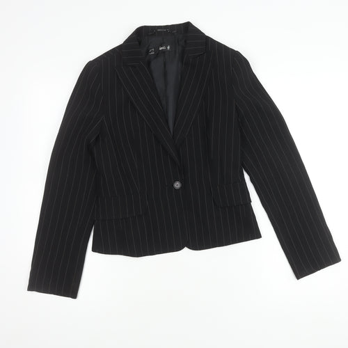 MNG Women's Black Blazer, Size 10, Pinstripe Style