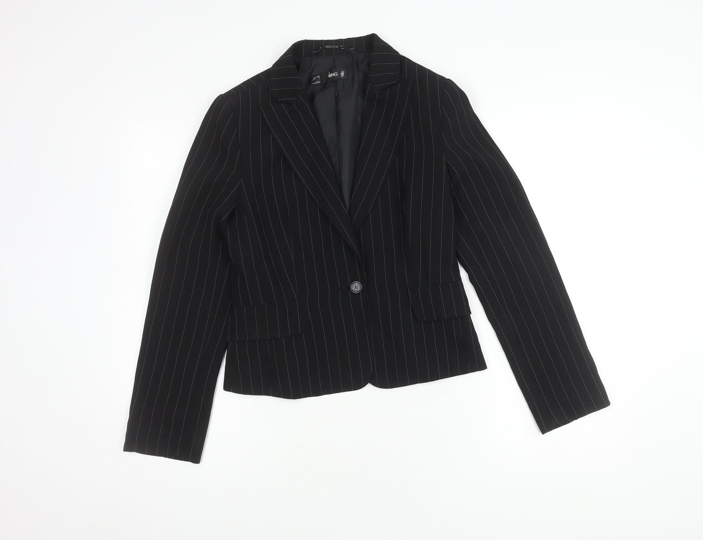 MNG Women's Black Blazer, Size 10, Pinstripe Style