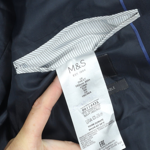 Marks and Spencer Men's Blue Suit Jacket Long