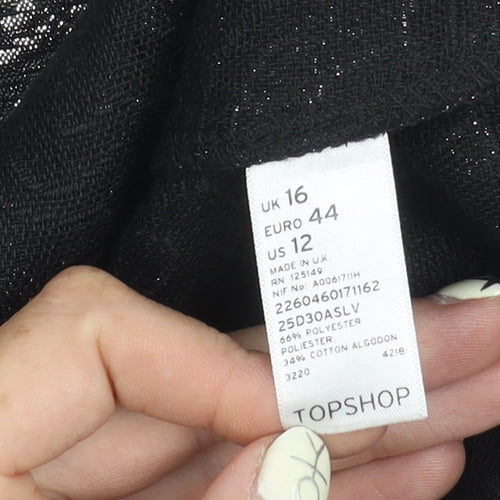 Topshop Women's Black Pencil Skirt, Size 16