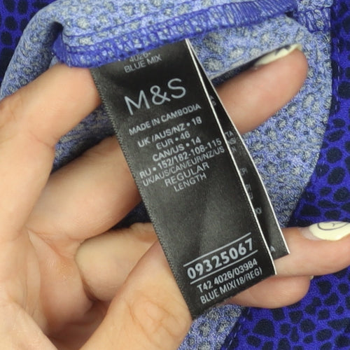 Marks and Spencer Women's Blue Midi Dress Size 18