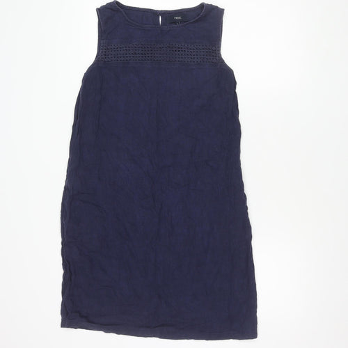Next Women's Blue Sleeveless Dress 12 with Crochet Accent