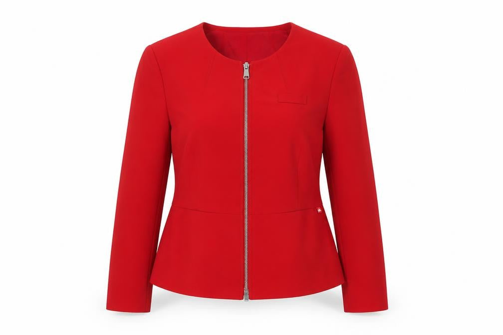 Front view of Dimensions Women's Red Suit Jacket, size 10
