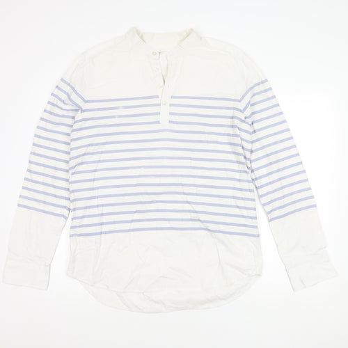 SOFTGREY Men's XL White Striped Shirt