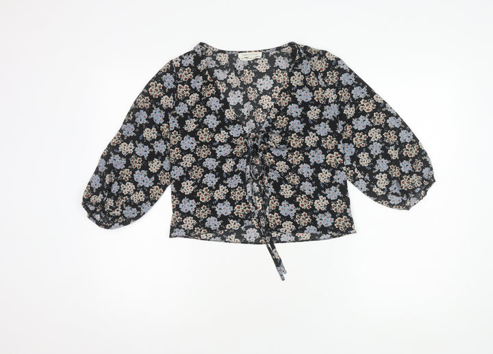 Urban Outfitters Women's Black Floral Blouse