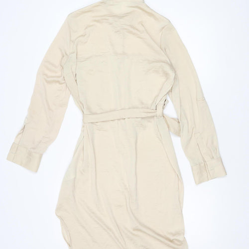 H&M Women's Beige Shirt Dress Size 8 Long Sleeve