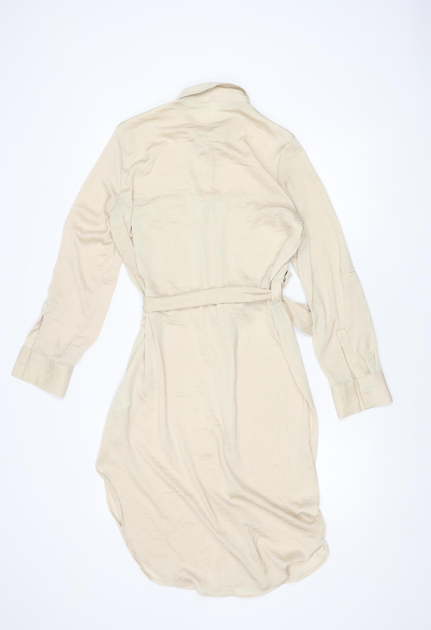 H&M Women's Beige Shirt Dress Size 8 Long Sleeve