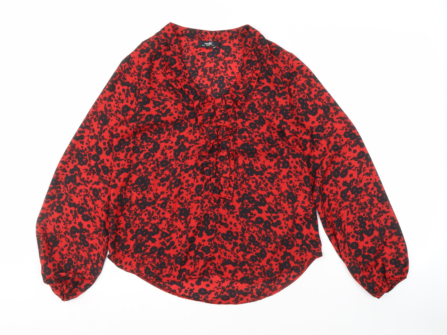 Wallis Women's Red Floral Blouse Size 8