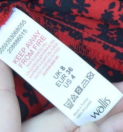 Wallis Women's Red Floral Blouse Size 8
