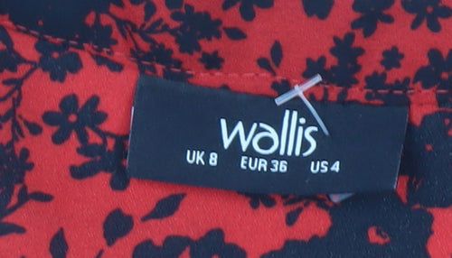 Wallis Women's Red Floral Blouse Size 8