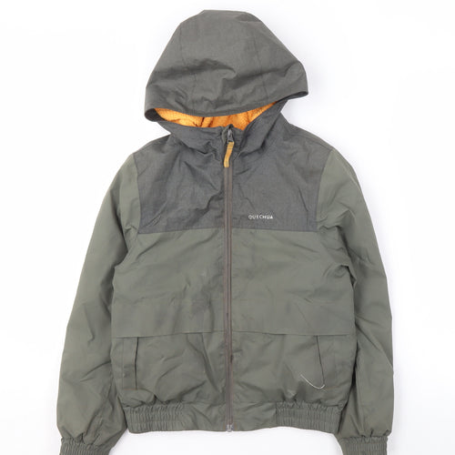 Quechua Boys Green Hooded Windbreaker Jacket, Size 7-8 Years