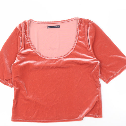 Abercrombie & Fitch Women's Pink Velvet Top XL
