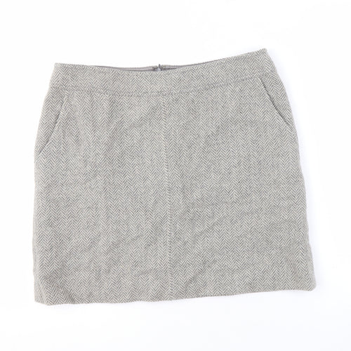 Jigsaw Women's Grey Herringbone Wool Skirt, Size 12