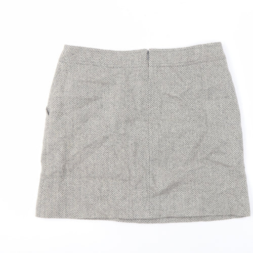 Jigsaw Women's Grey Herringbone Wool Skirt, Size 12