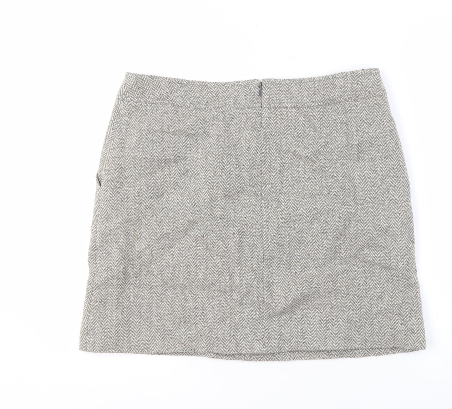 Jigsaw Women's Grey Herringbone Wool Skirt, Size 12
