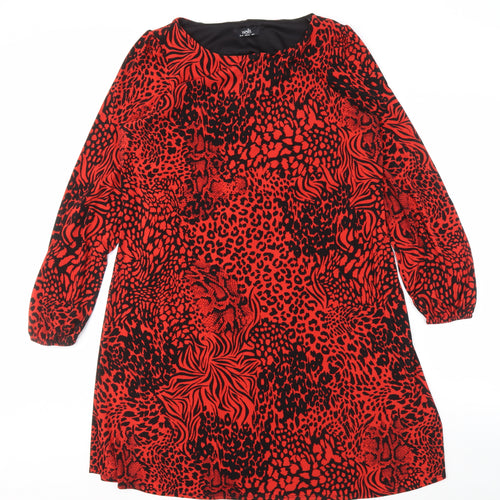 Wallis Women Red Animal Print Shift Dress Size 12