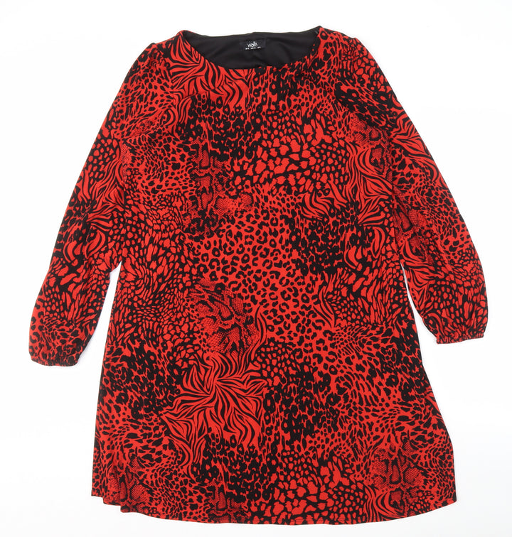 Wallis Women Red Animal Print Shift Dress Size 12