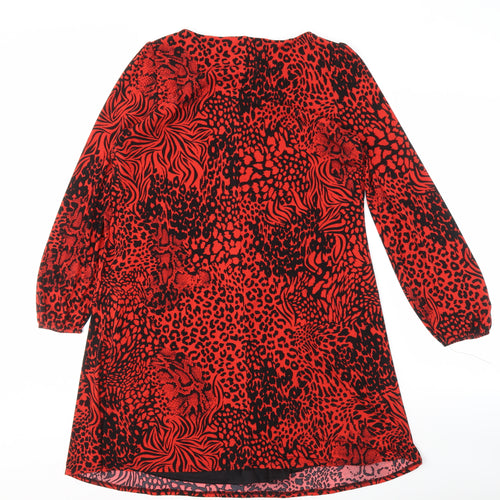 Wallis Women Red Animal Print Shift Dress Size 12