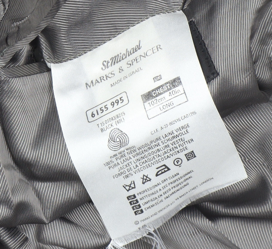 Marks and Spencer Men's Black Wool Suit Jacket 40L