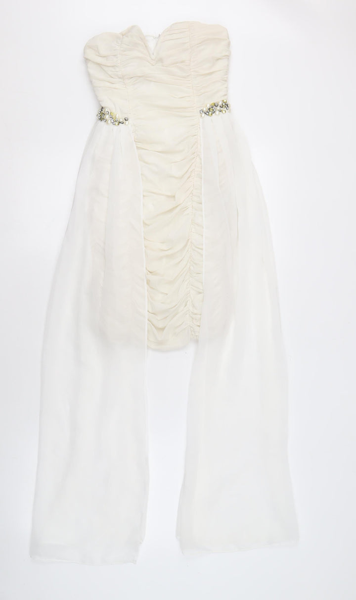 Quiz Women's Ivory Sheath Dress Size 8 Strapless