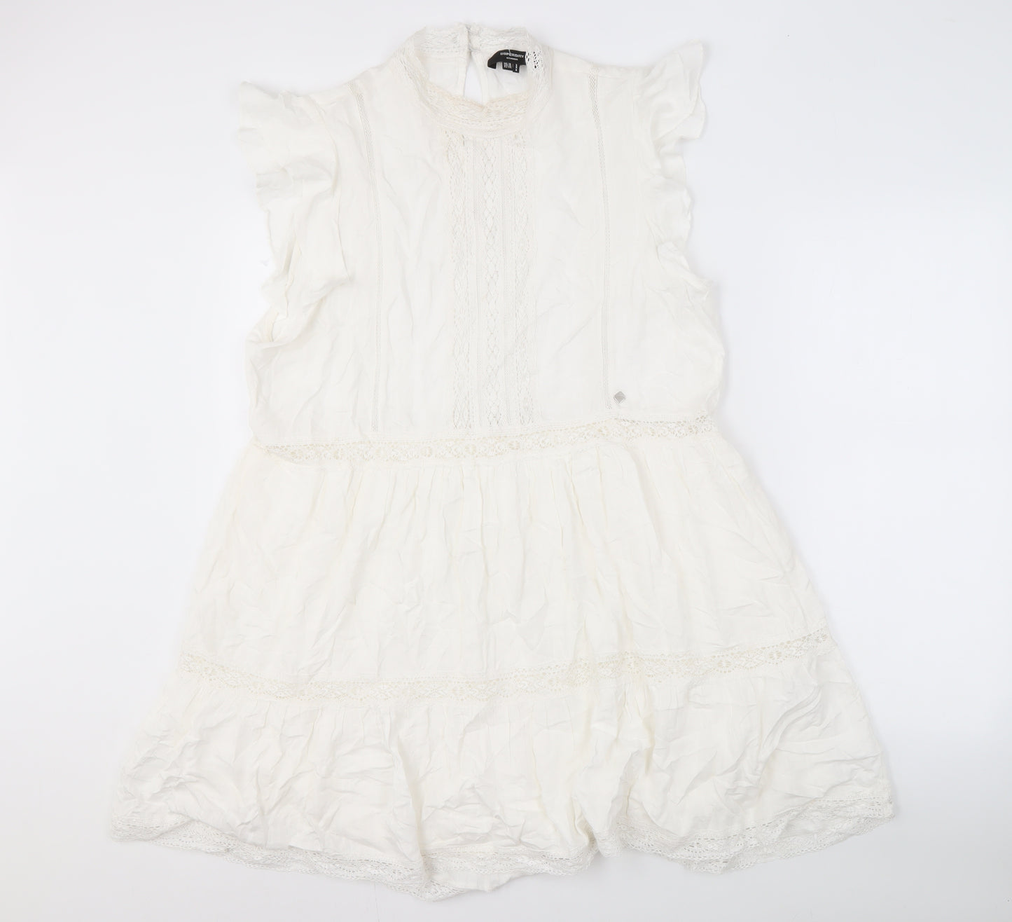 Superdry Women's White Dress Size 16 Viscose Blend