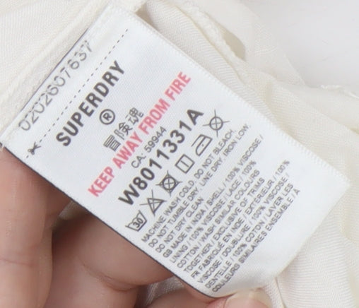 Superdry Women's White Dress Size 16 Viscose Blend