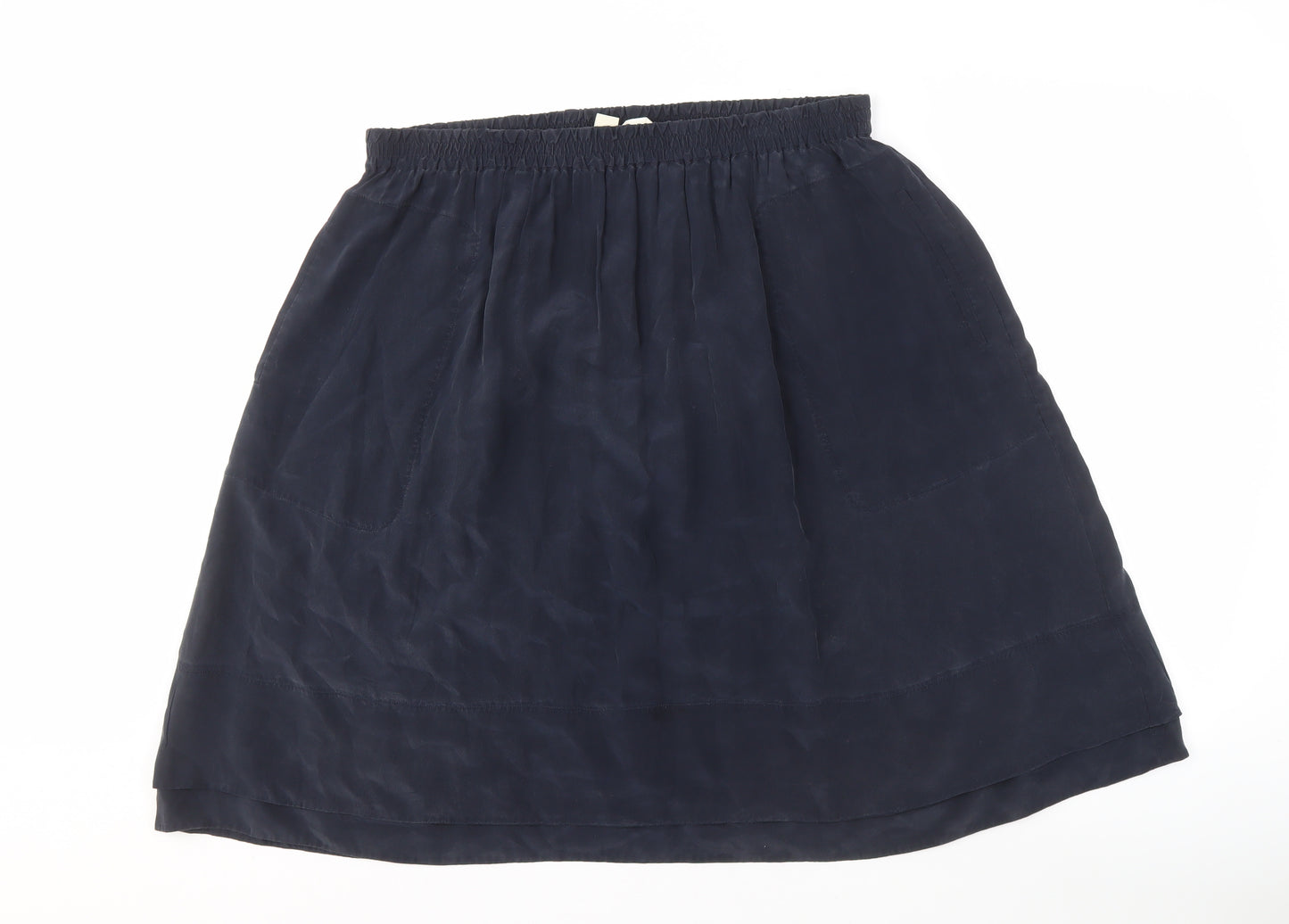 Pure DKNY Women's Blue Silk Knee Length Skirt, Size 12, Casual Wear