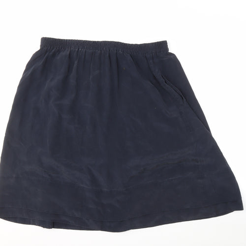 Pure DKNY Women's Blue Silk Knee Length Skirt, Size 12, Casual Wear
