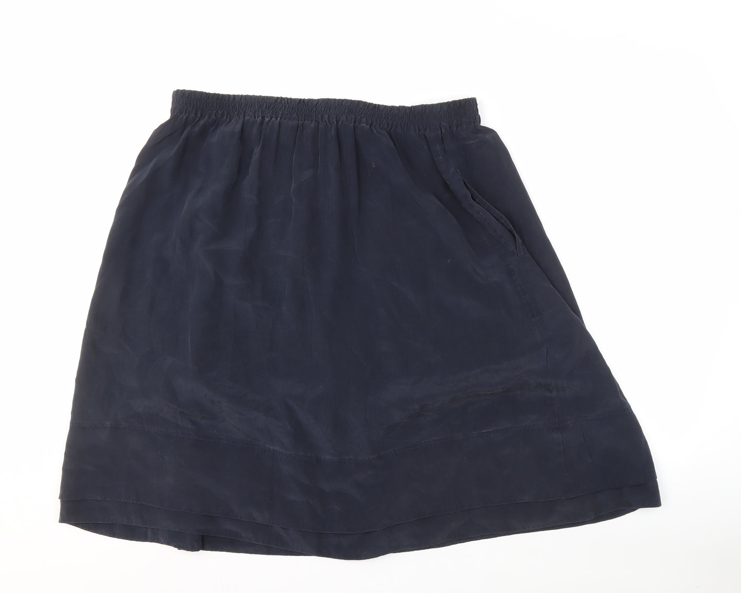 Pure DKNY Women's Blue Silk Knee Length Skirt, Size 12, Casual Wear