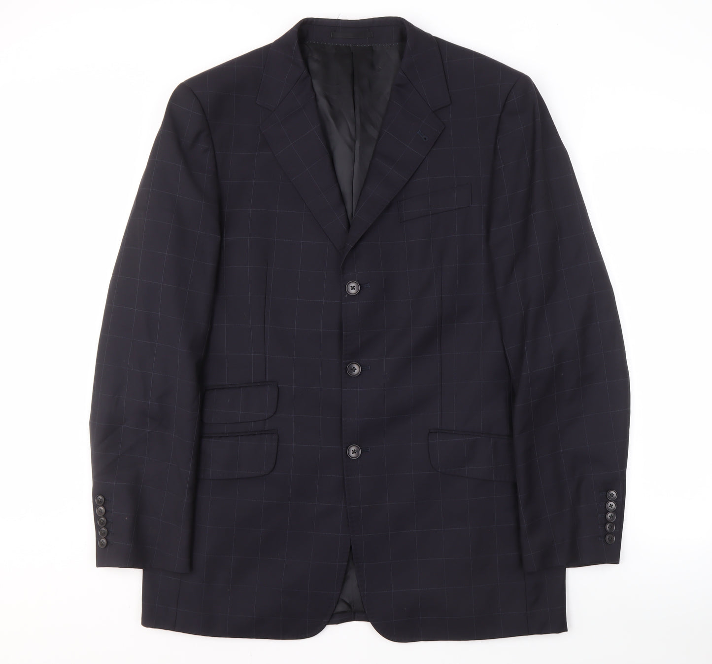 Next Men's Black Check Blazer 42L Formal Luxury