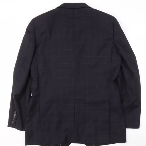 Next Men's Black Check Blazer 42L Formal Luxury