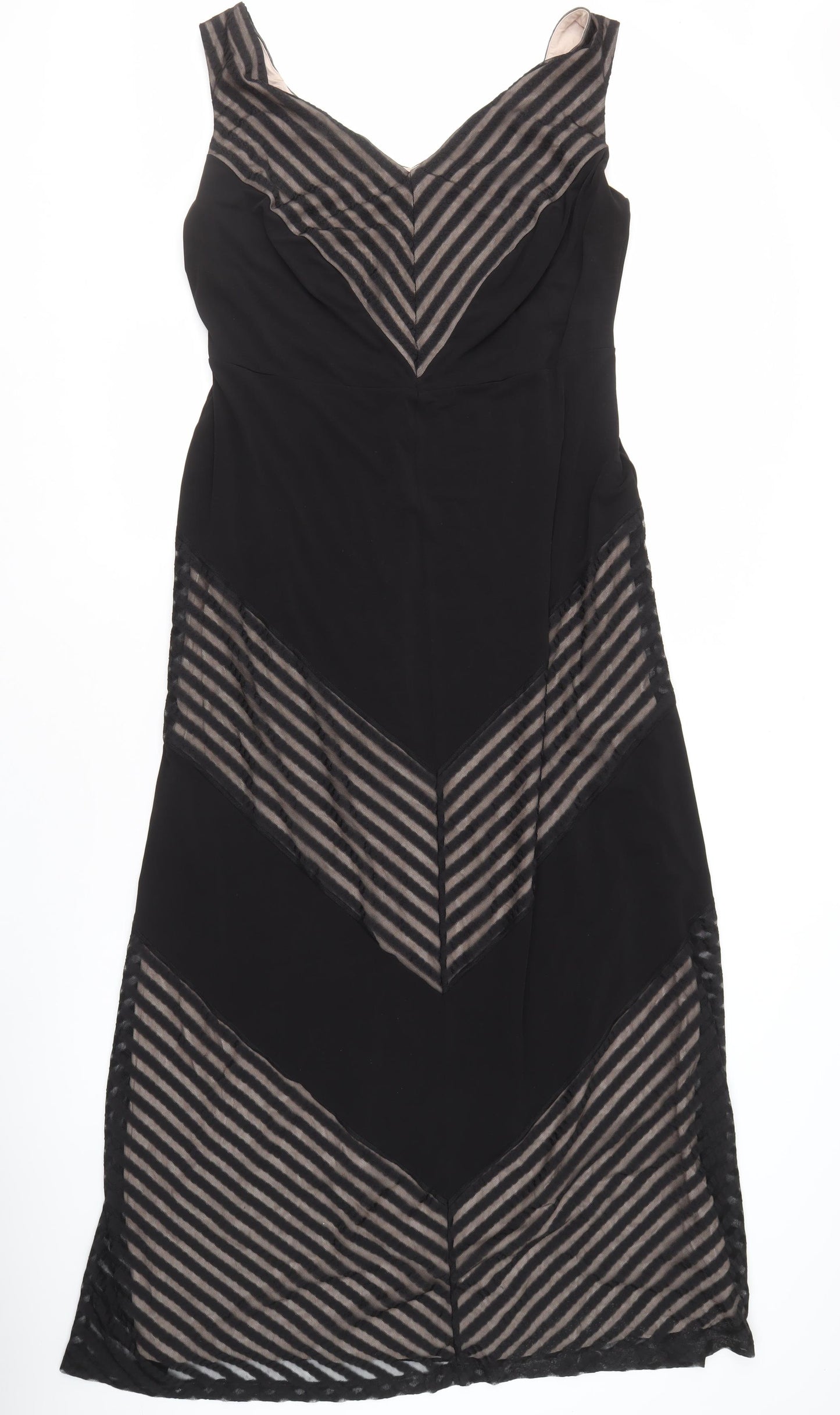 Bravissimo Women's Black V-Neck Striped Dress Size 18