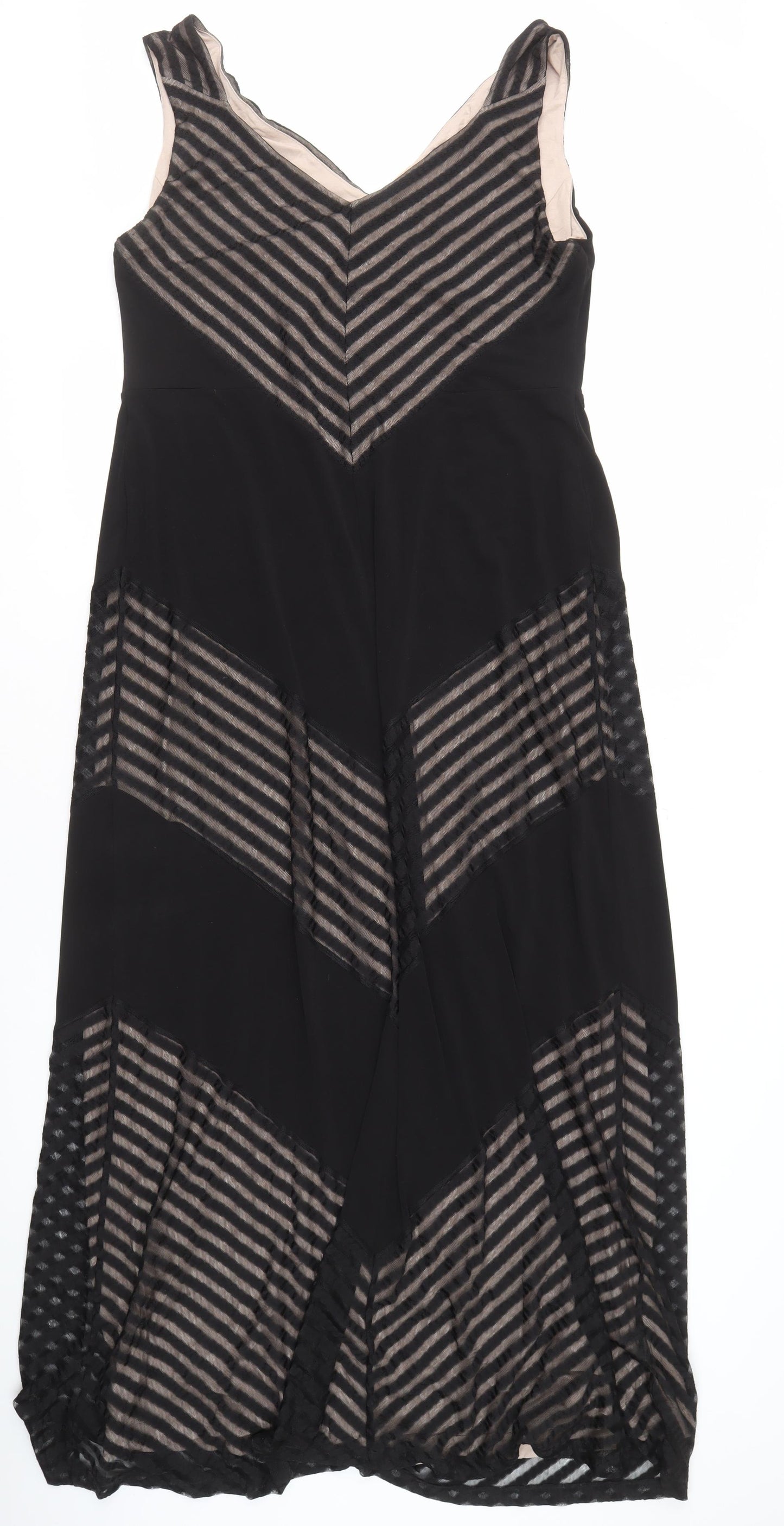 Bravissimo Women's Black V-Neck Striped Dress Size 18