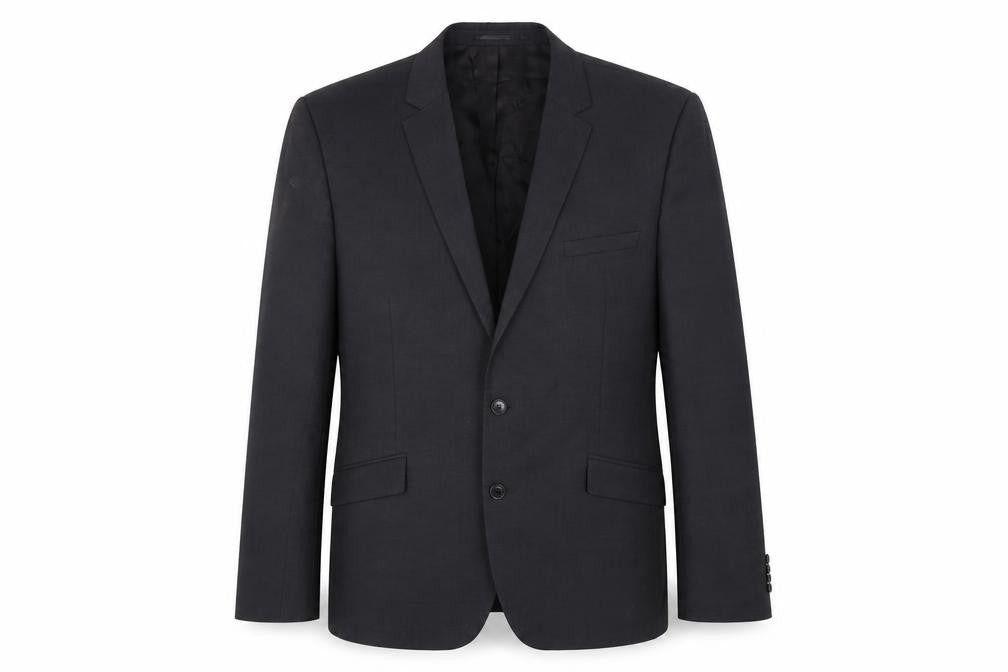 Front view of Kenneth Cole Men's Black Blazer 44R Formal Wool Jacket