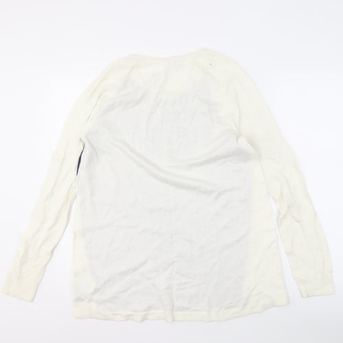 Gap Women's Ivory & Blue Cotton Raglan Jumper L