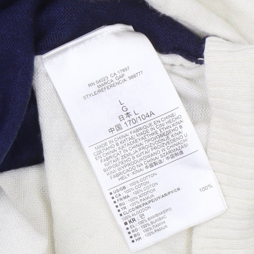 Gap Women's Ivory & Blue Cotton Raglan Jumper L