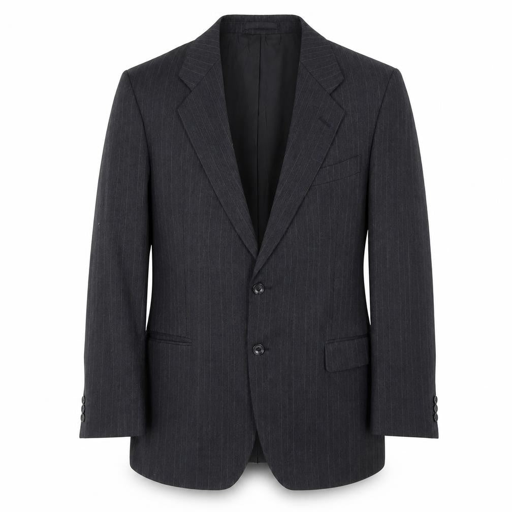 Front view of St Michael Men's Grey Striped Blazer, size M, Business