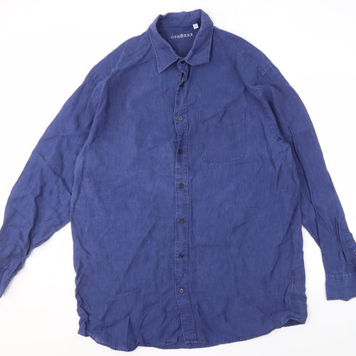 Osborne Men's Blue Linen Long Sleeve Shirt XL