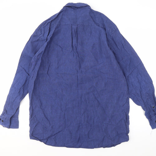 Osborne Men's Blue Linen Long Sleeve Shirt XL