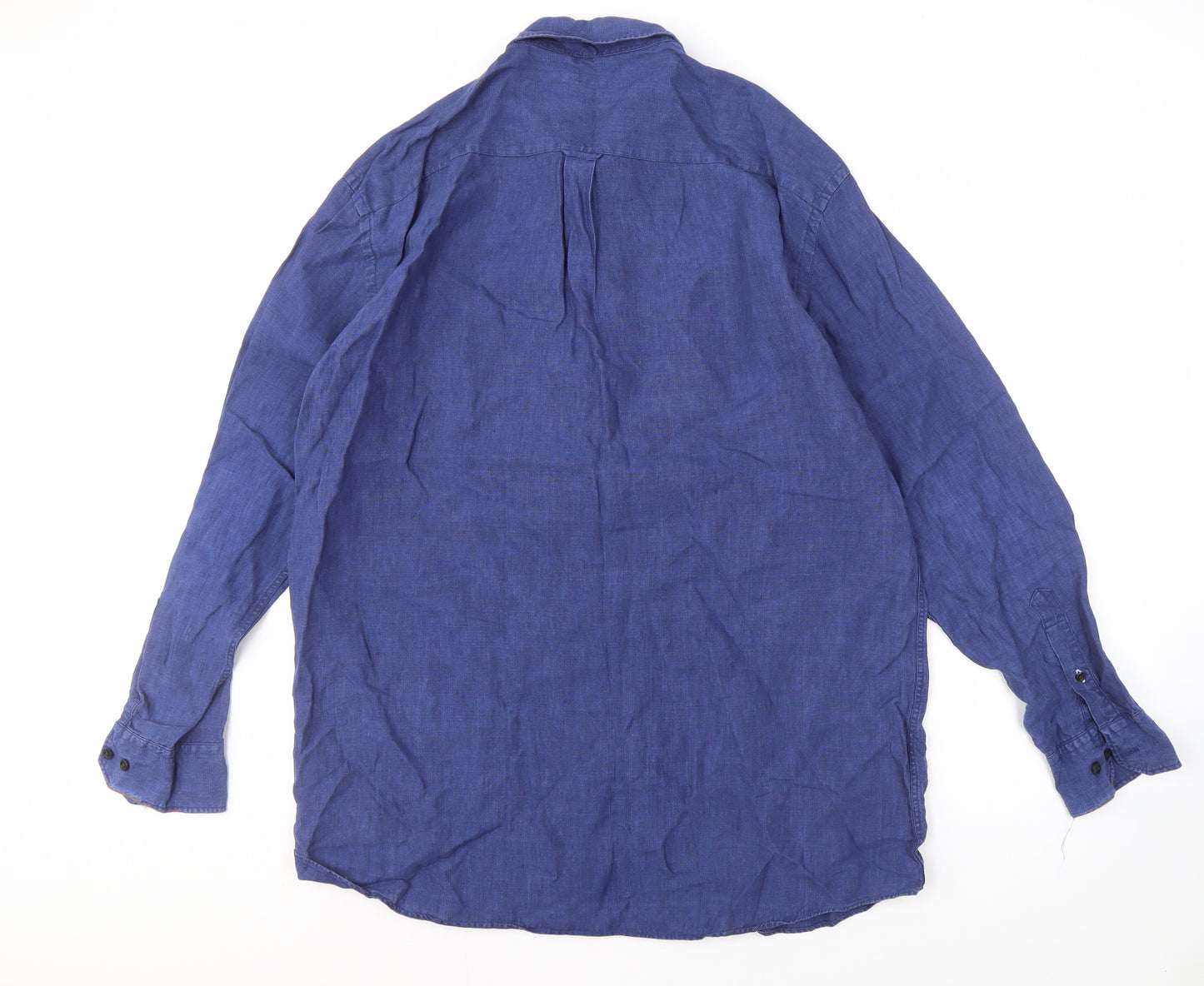 Osborne Men's Blue Linen Long Sleeve Shirt XL