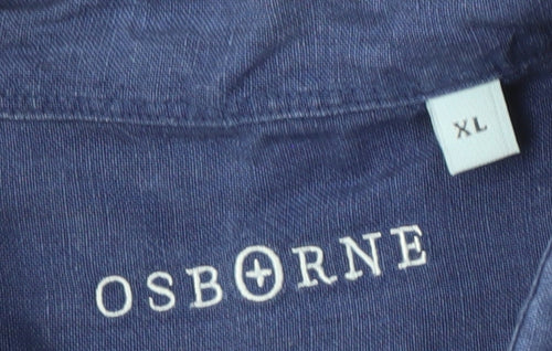 Osborne Men's Blue Linen Long Sleeve Shirt XL