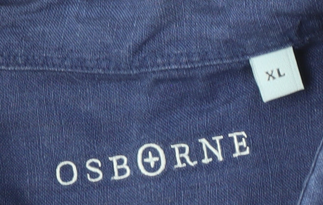Osborne Men's Blue Linen Long Sleeve Shirt XL