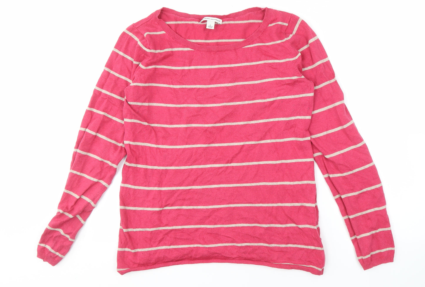 Banana Republic Women's Pink Striped Pullover Jumper L