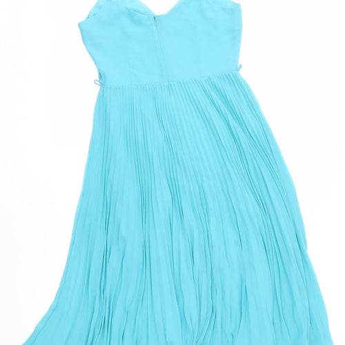 Oasis Women's Blue Midi Dress Size 8 Sleeveless Chiffon