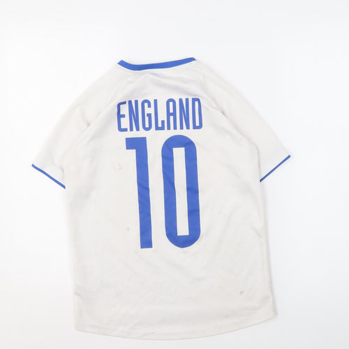 H&M Boys White Football Jersey T-Shirt, Light Stains, Size 10-12 Years