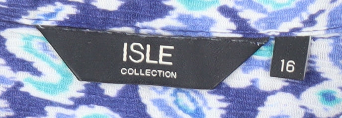 ISLE Collection Blue Geometric Blouse - Size 16