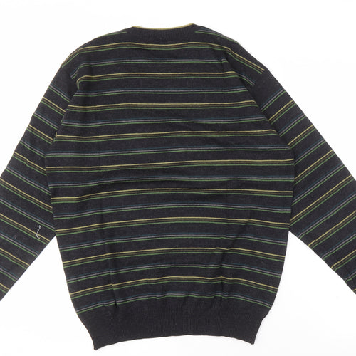 NEWS Men's Black Striped Pullover Jumper Size 2XL