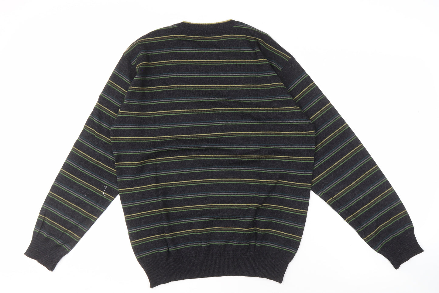 NEWS Men's Black Striped Pullover Jumper Size 2XL