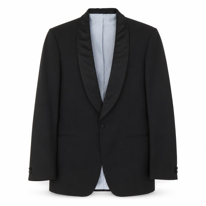 Front view of Jonelle Men's Black Tuxedo Blazer, Shawl Lapel, 48